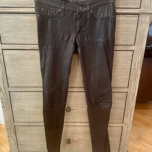 Rag and Bone women’s charcoal leather pants. Size 26. Skinny leg, mid rise.
